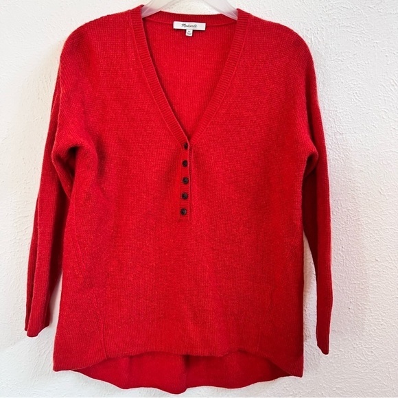 Madewell Asherton red henley waffle sweater - Picture 4 of 9